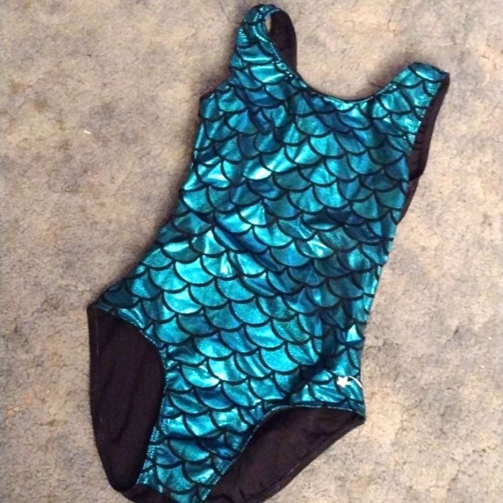 Teal green, black one piece swimwear girls XS/approx 7/8